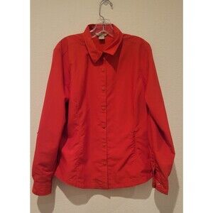 Duluth Trading Co Coolplus Long Sleeve Roll Tab Snap Vented Reddish Orange LG